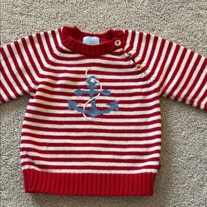 Nautical Striped Baby Sweater - Red & White